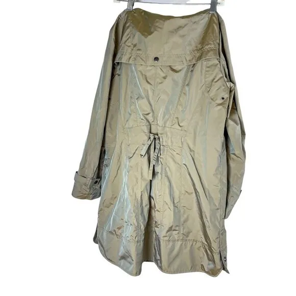 Cole Haan Womens Packable Hidden Hood Iridescent Trench Raincoat Jacket Womens L
