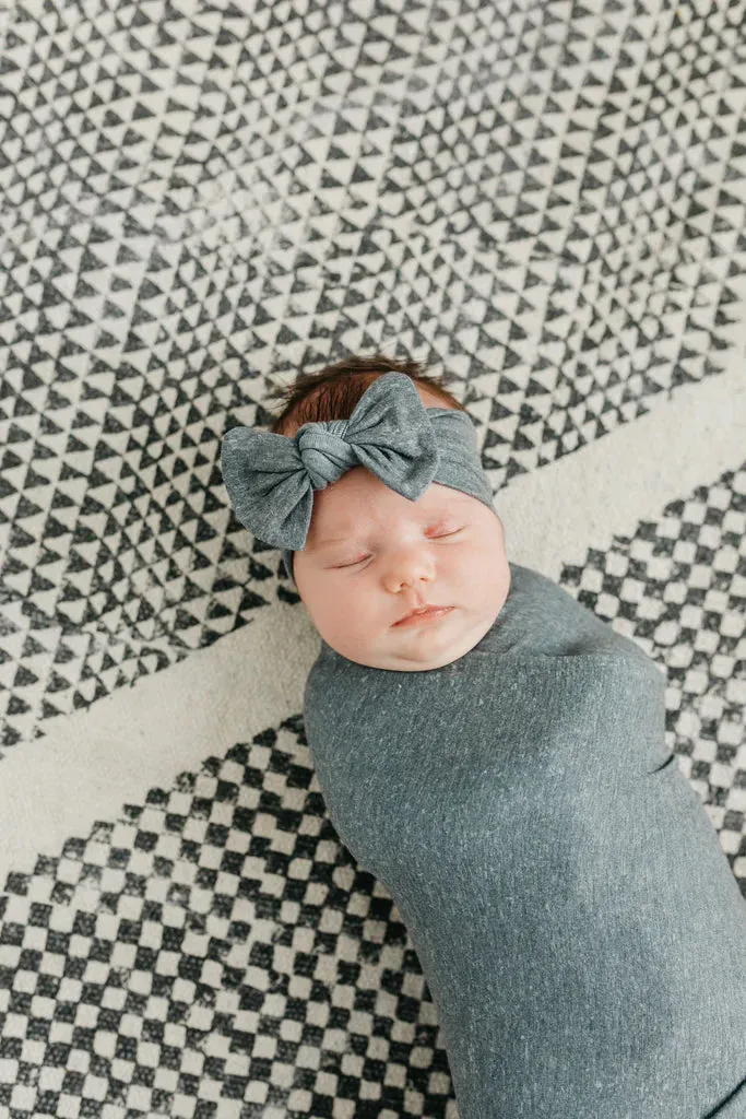 Copper Pearl - Knit Headband Bow - Slate