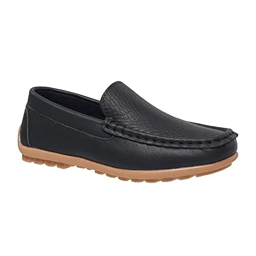 coXist Kids Leather Slip On Loafer Moccasin, Black, Size 13