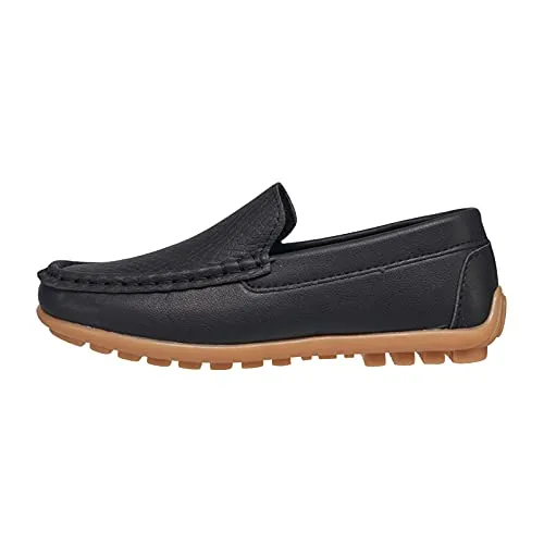 coXist Kids Leather Slip On Loafer Moccasin, Black, Size 13