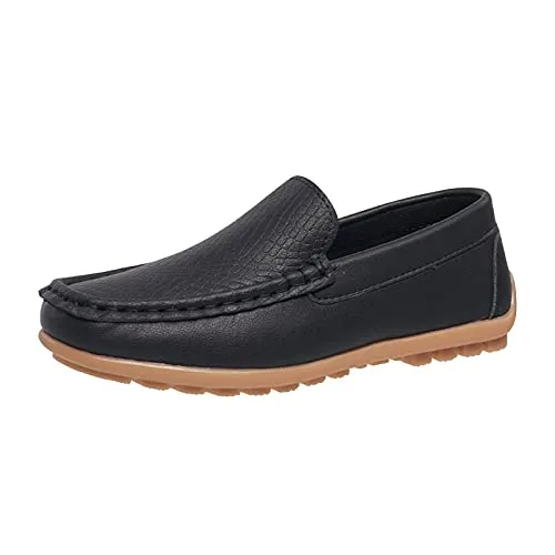 coXist Kids Leather Slip On Loafer Moccasin, Black, Size 13