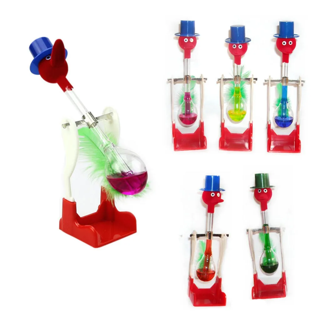 Creative Non-Stop Liquid Drinking Glass Lucky Bird Funny Duck Drink Water Desk Toy Perpetual Motion yellow