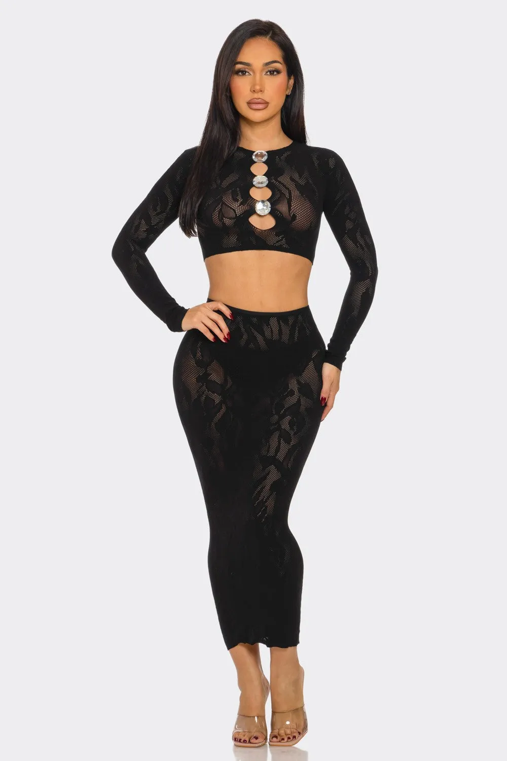 Crop Top and Midi Skirt Set