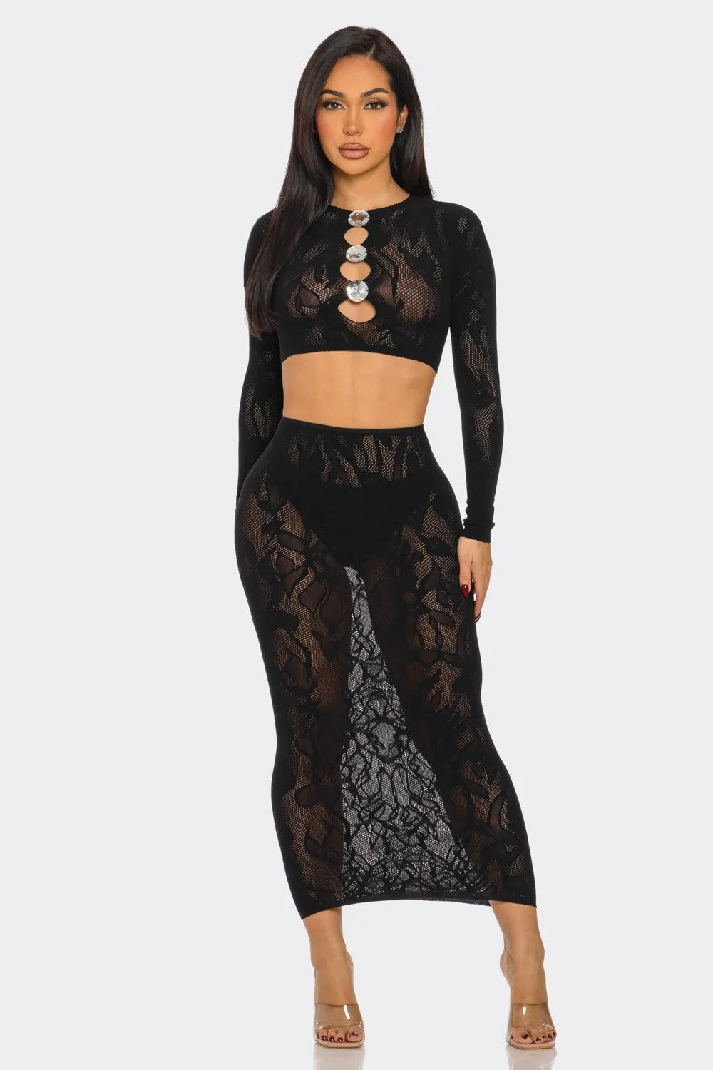 Crop Top and Midi Skirt Set