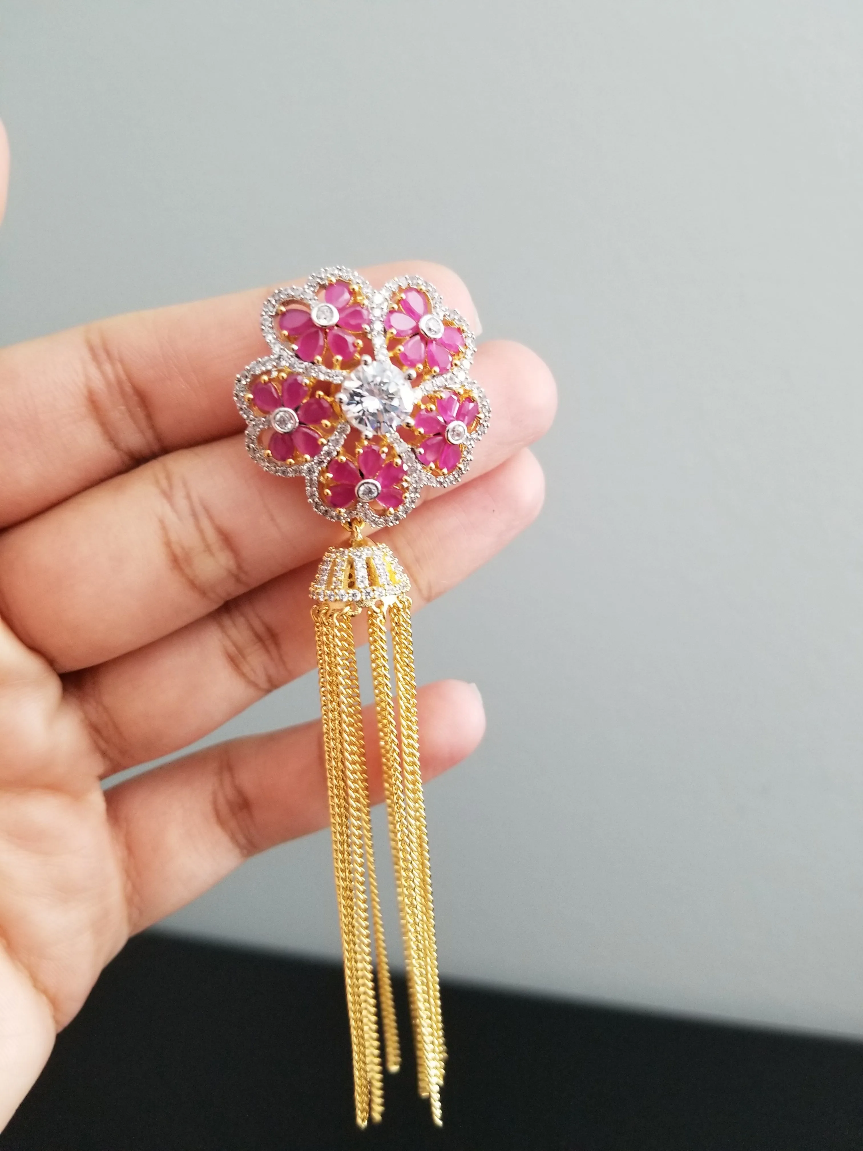 CZ Trendy Earring With 2 Tone Plating