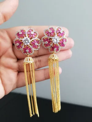 CZ Trendy Earring With 2 Tone Plating