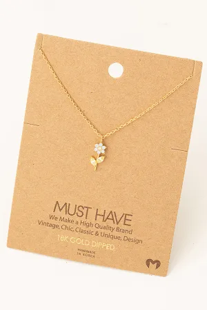 Dainty Colorful Single Flower Necklace in Gold (Assorted)