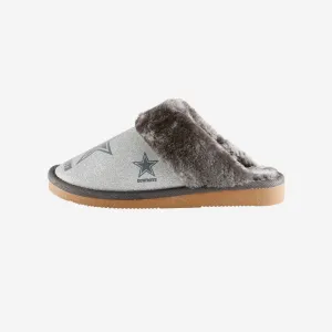 Dallas Cowboys Womens Glitter Open Back Fur Moccasin Slipper