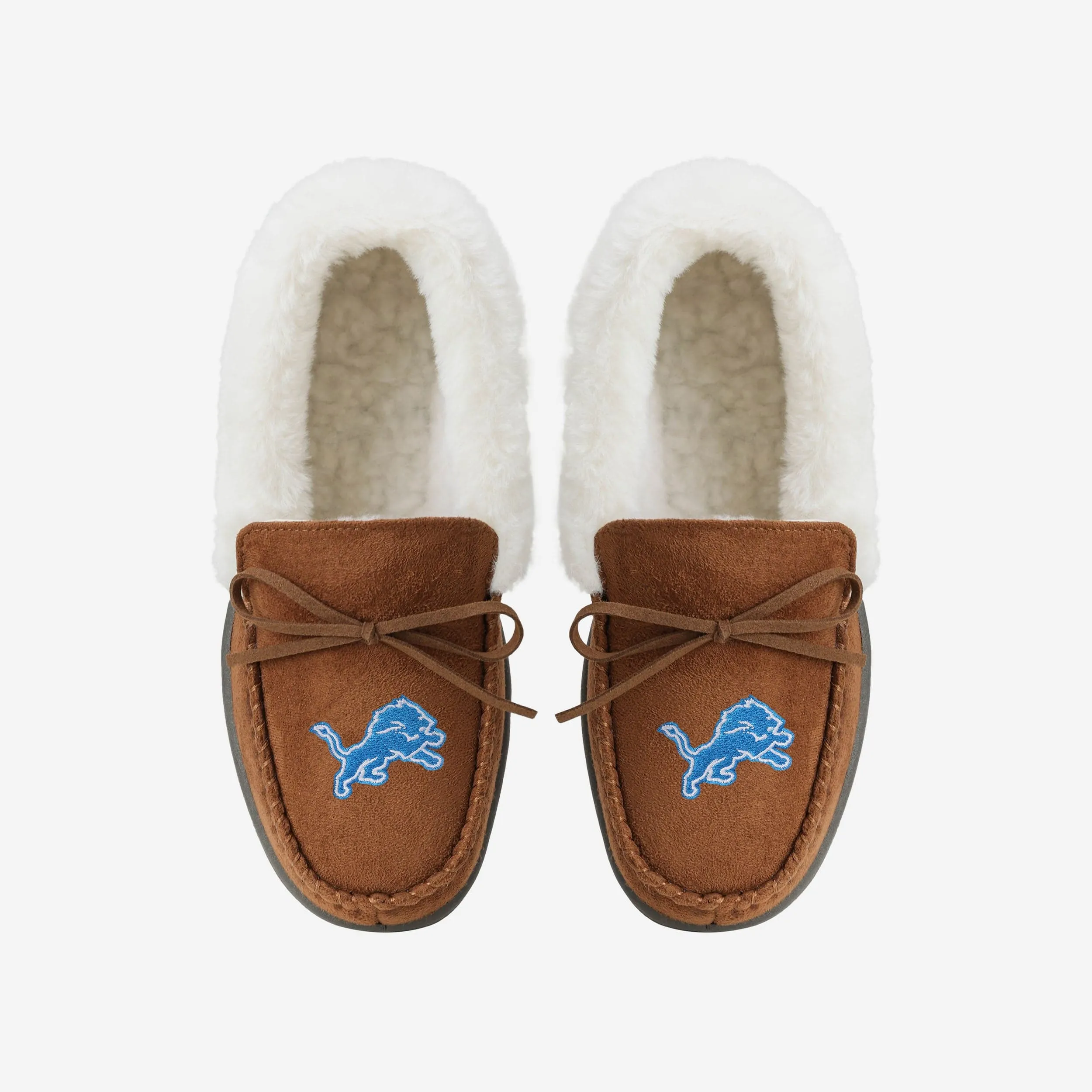 Detroit Lions Womens Tan Moccasin Slipper