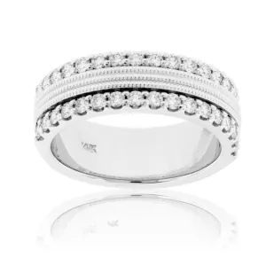 Diamond Milgrain Style Double Row Band