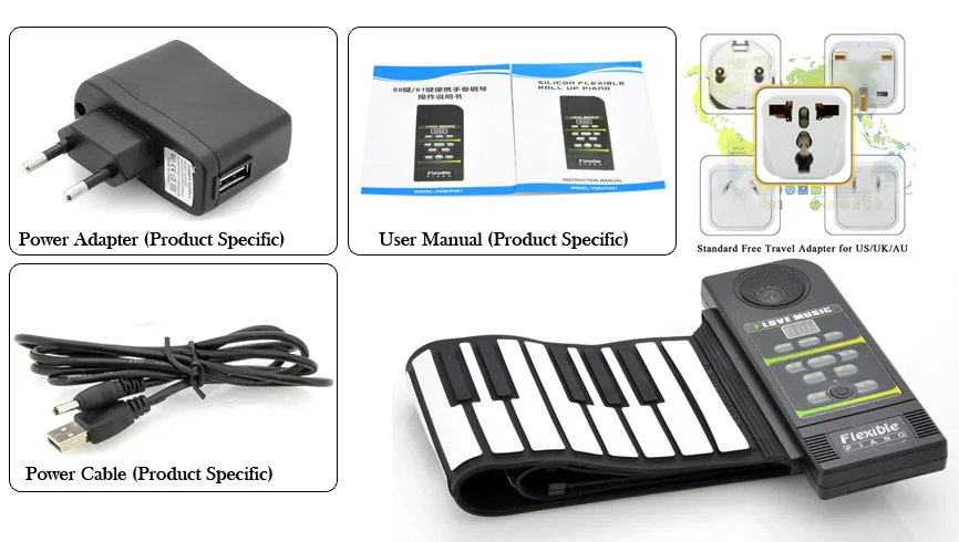 Flexible Roll Up Synthesizer Keyboard Piano - 88 Soft Keys, Loud Speaker