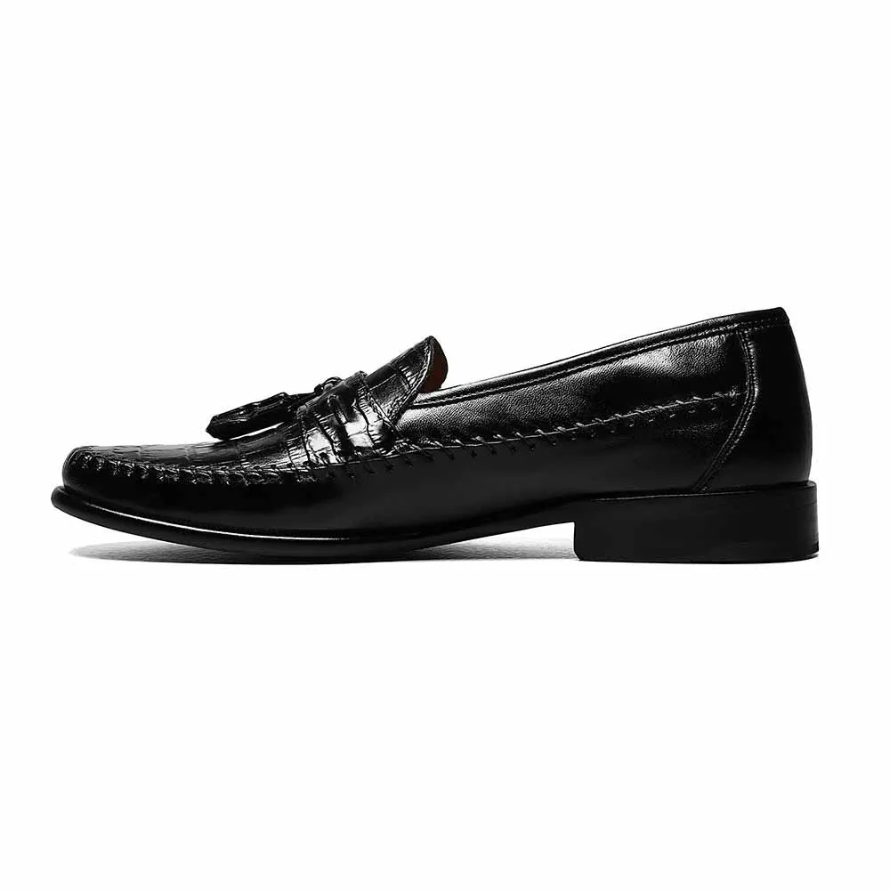 Florsheim Pisa Black Moc Toe Tassel Loafer