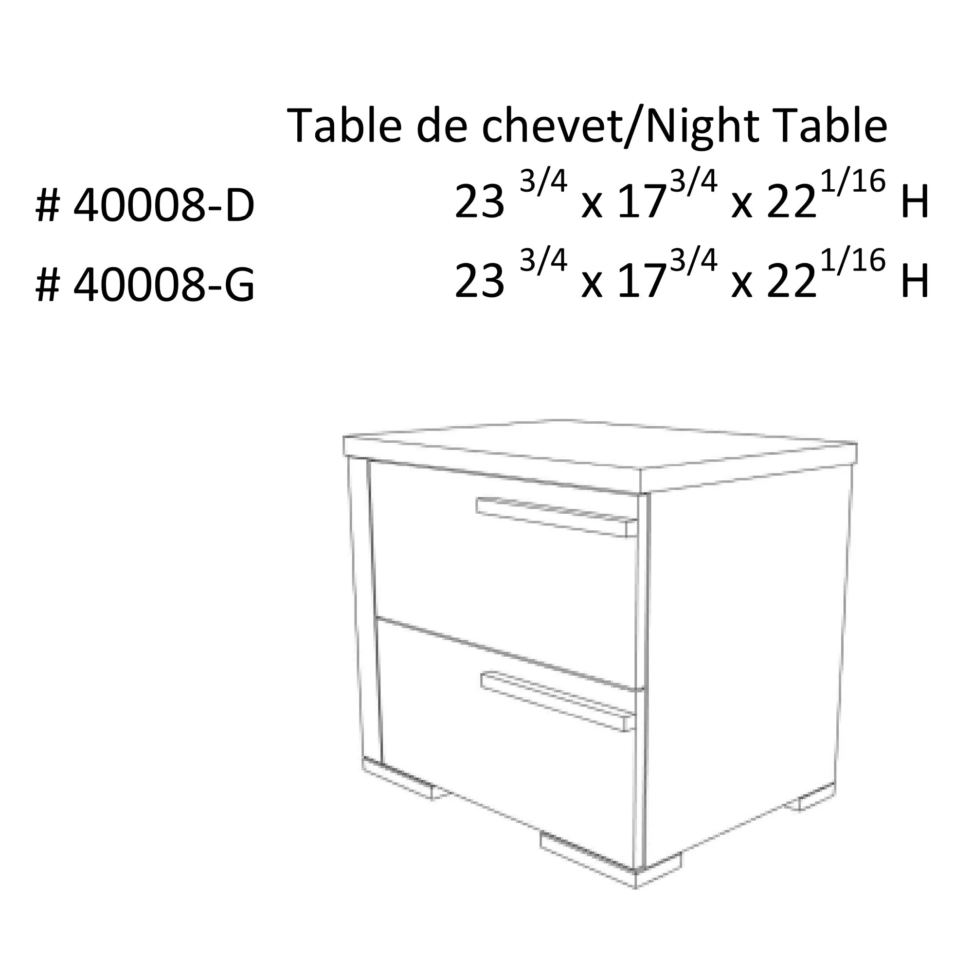 Gabriella right night table for bedroom decoration, light grey