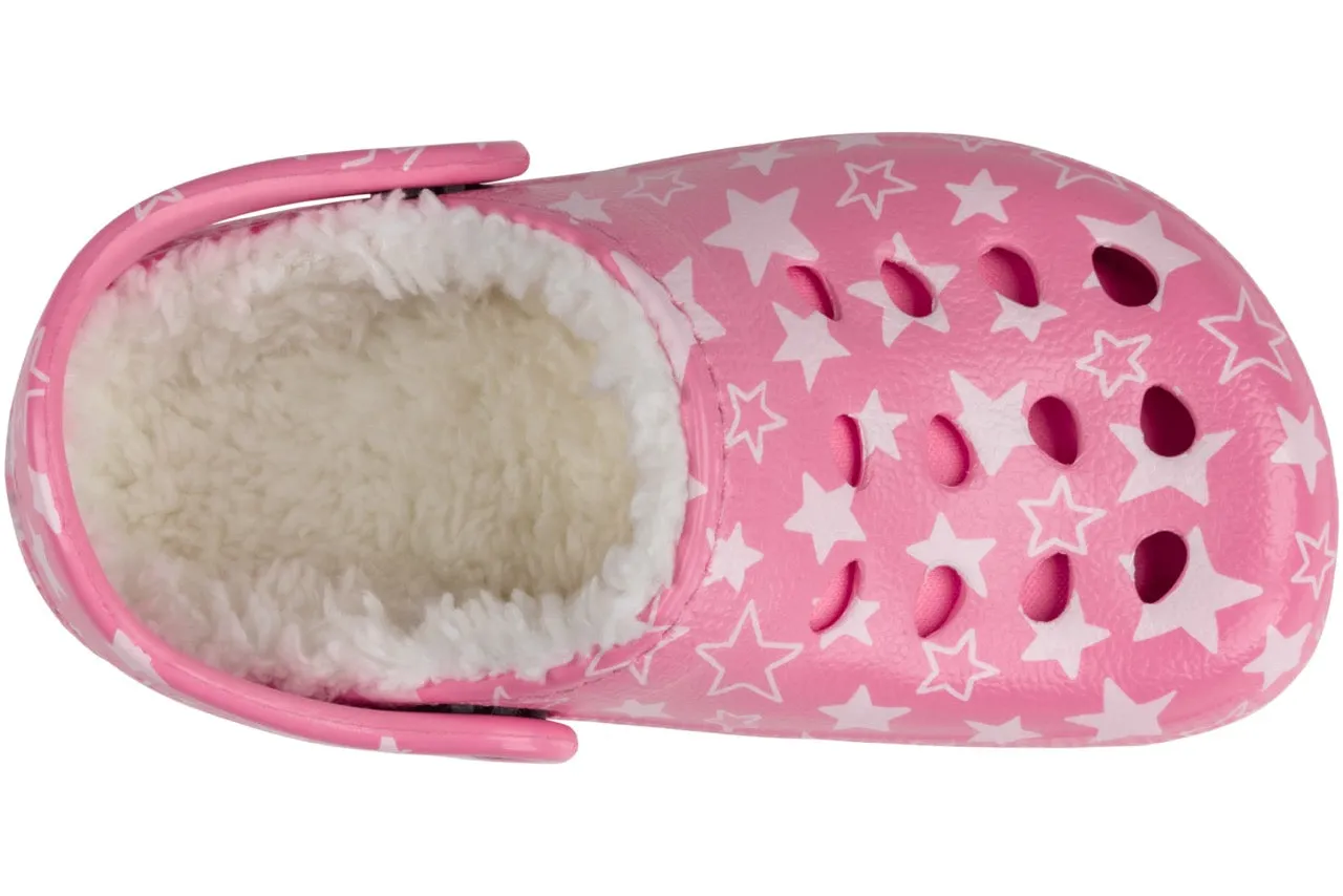 Girl Star Printed Injected EVA Clog with Faux Berber Lining