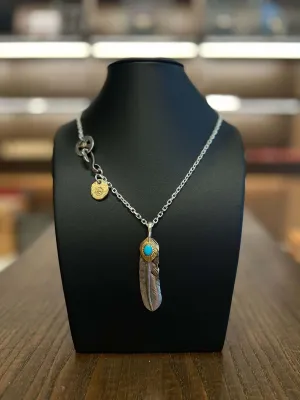Goros Gold Top Gold Rope Turquoise Feather and Gold Sun Metal Setup