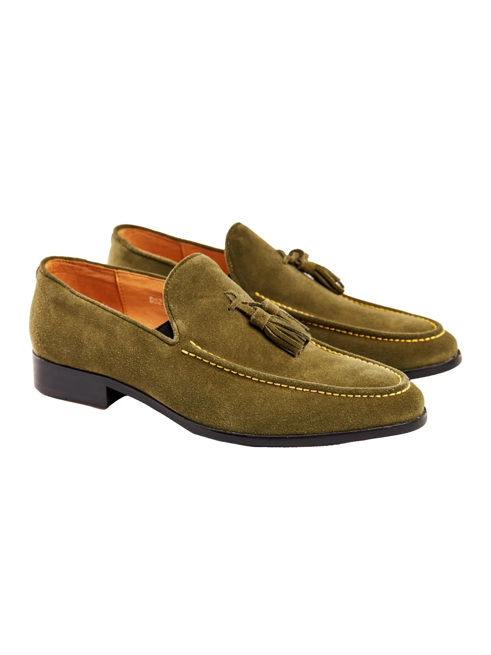 GREEN SUEDE LEATHER TASSEL LOAFERS