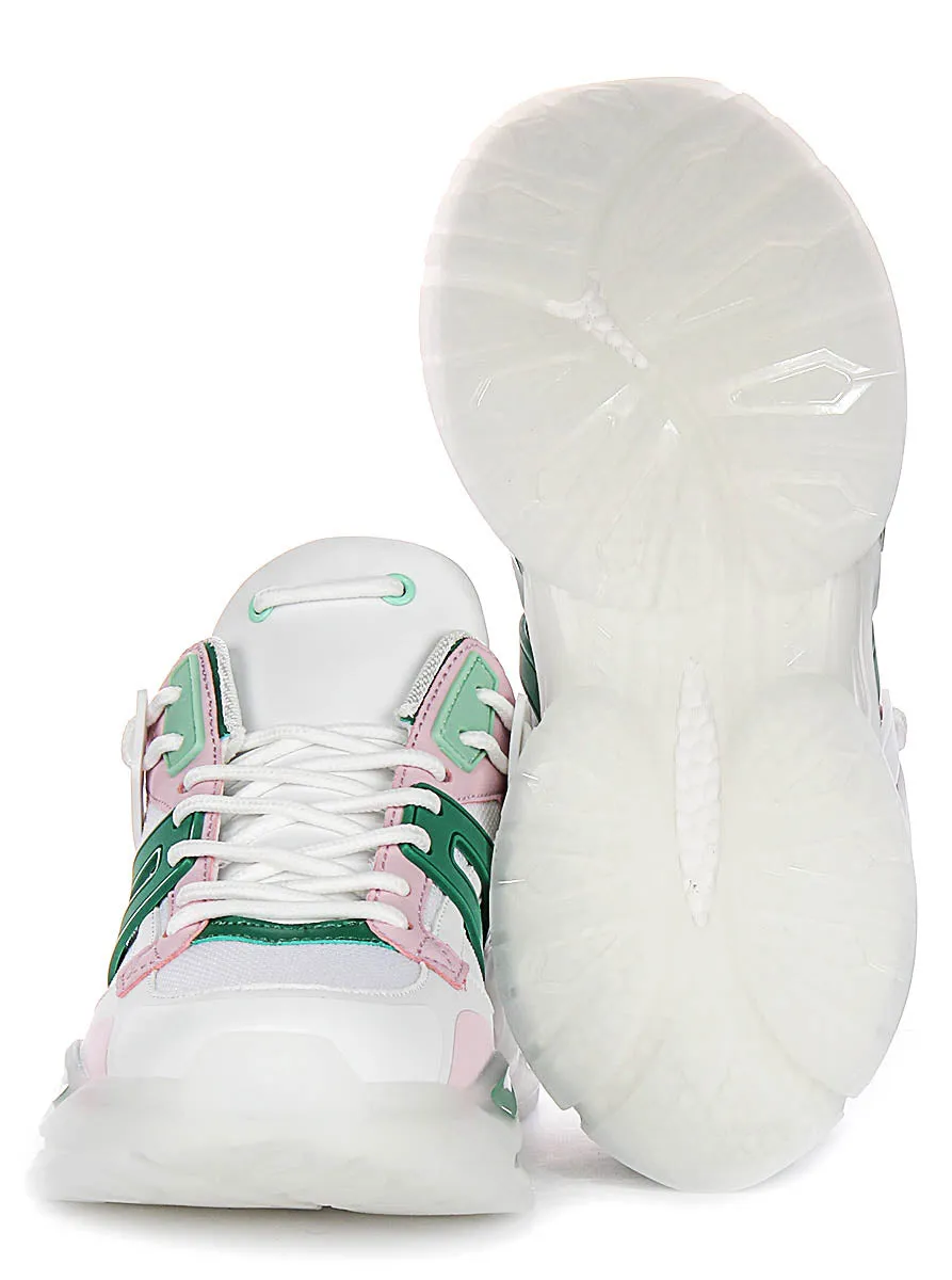 Guess Belluna Sneakers In White Green For Women