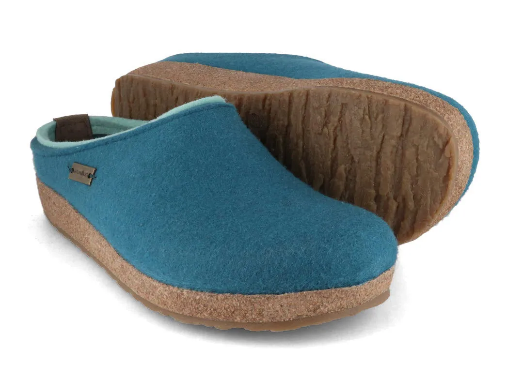 HAFLINGER Women Felt Clogs 'Grizzly Kris', turquoise