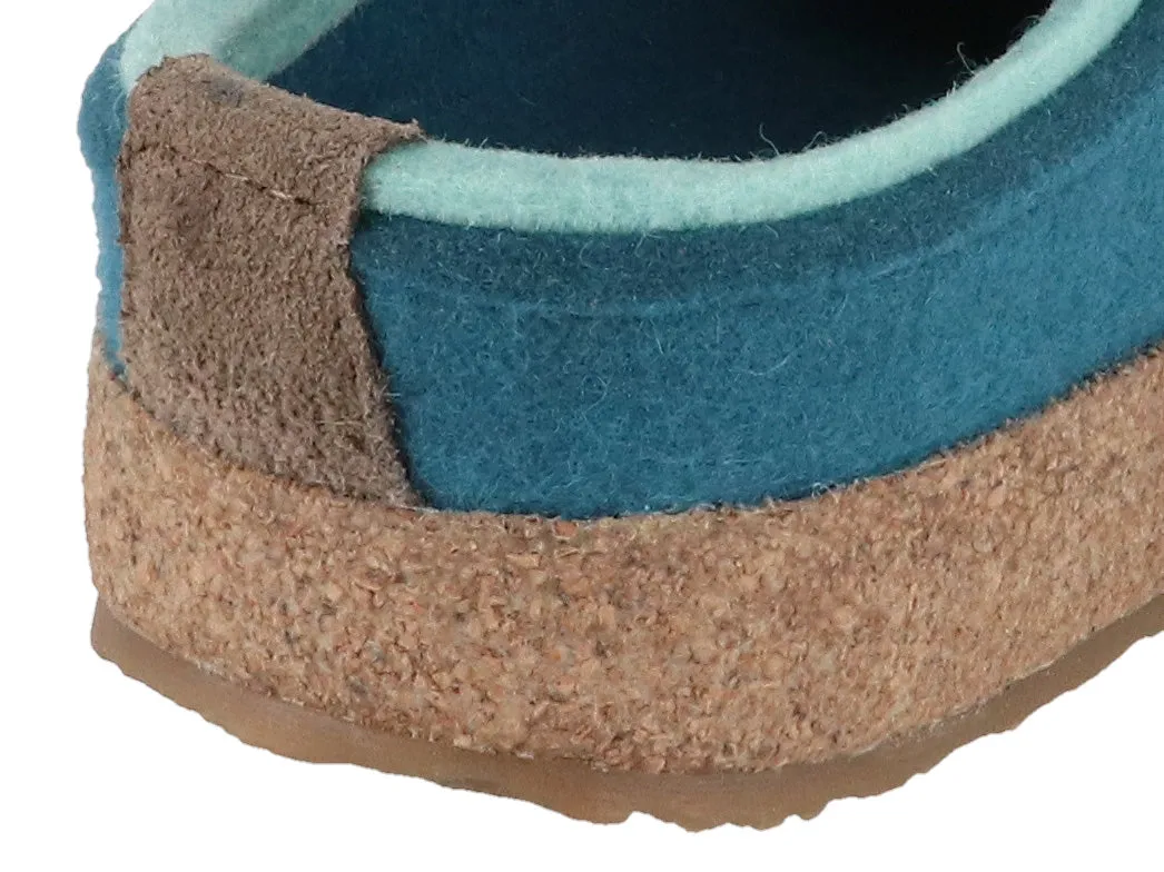 HAFLINGER Women Felt Clogs 'Grizzly Kris', turquoise
