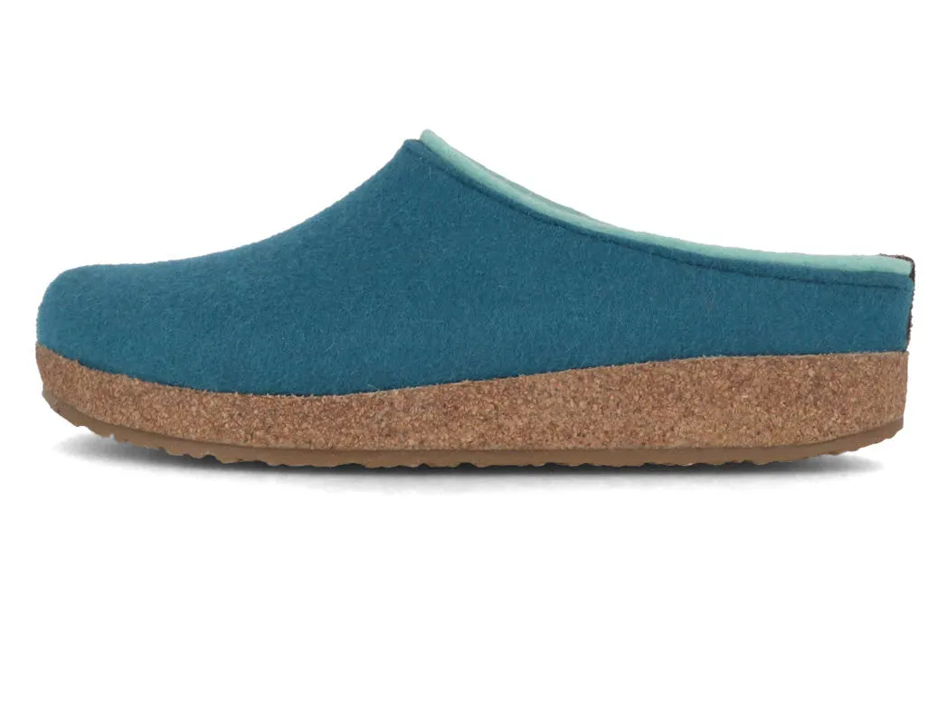HAFLINGER Women Felt Clogs 'Grizzly Kris', turquoise