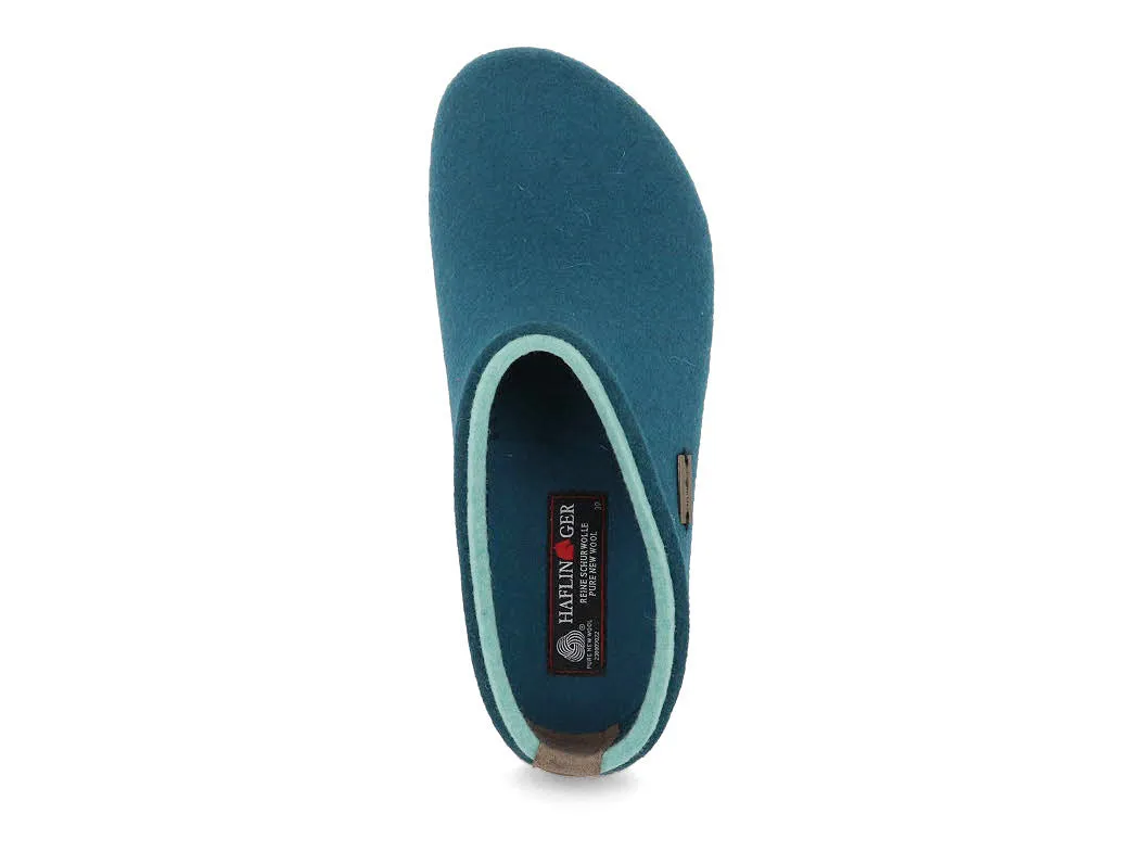 HAFLINGER Women Felt Clogs 'Grizzly Kris', turquoise