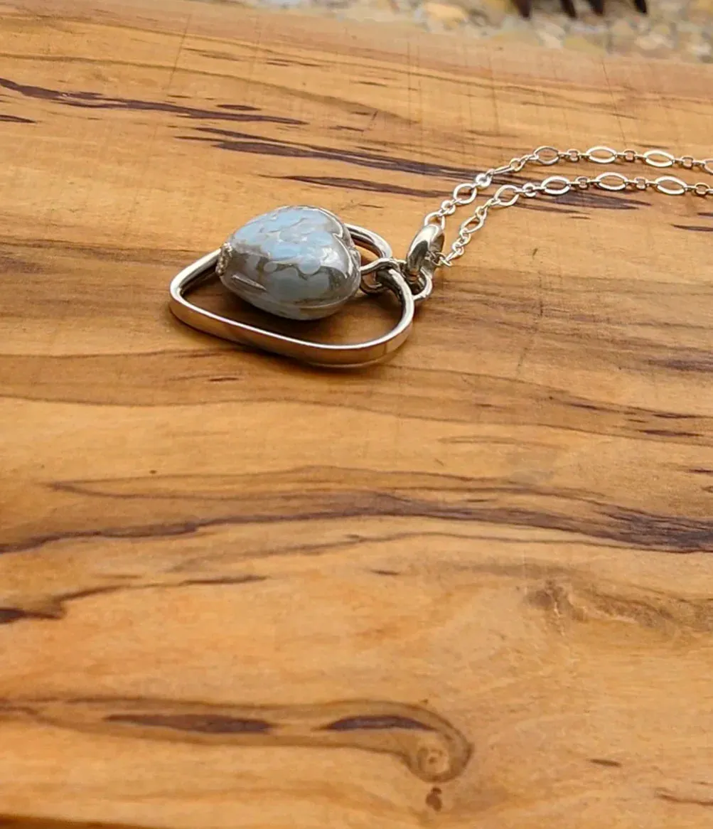 Handcrafted Sterling Silver Heart Pendant Necklace – Lampwork Ceramic Heart Trinket, Sleek Style