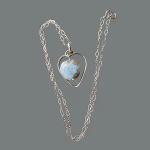 Handcrafted Sterling Silver Heart Pendant Necklace – Lampwork Ceramic Heart Trinket, Sleek Style