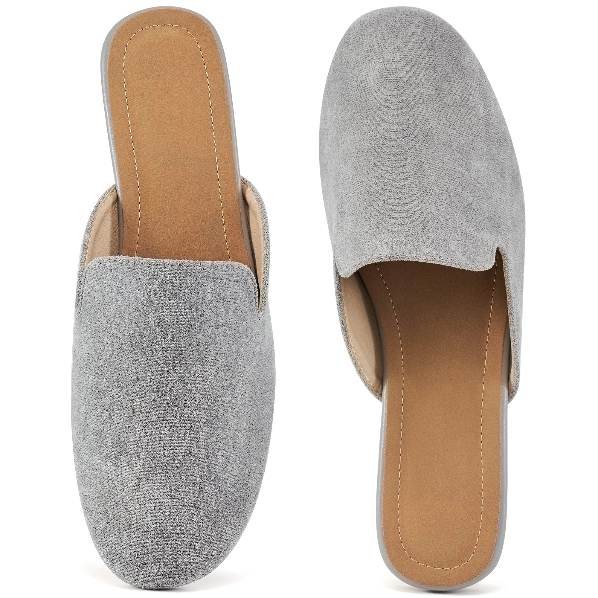 HARENC Mules for Women Backless Flat Slides Shoes Ladies Slip-on Loafers