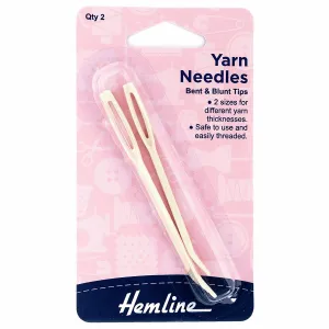 Hemline Hand Sewing Needles: Yarn: Bent: Plastic: Pack of 2