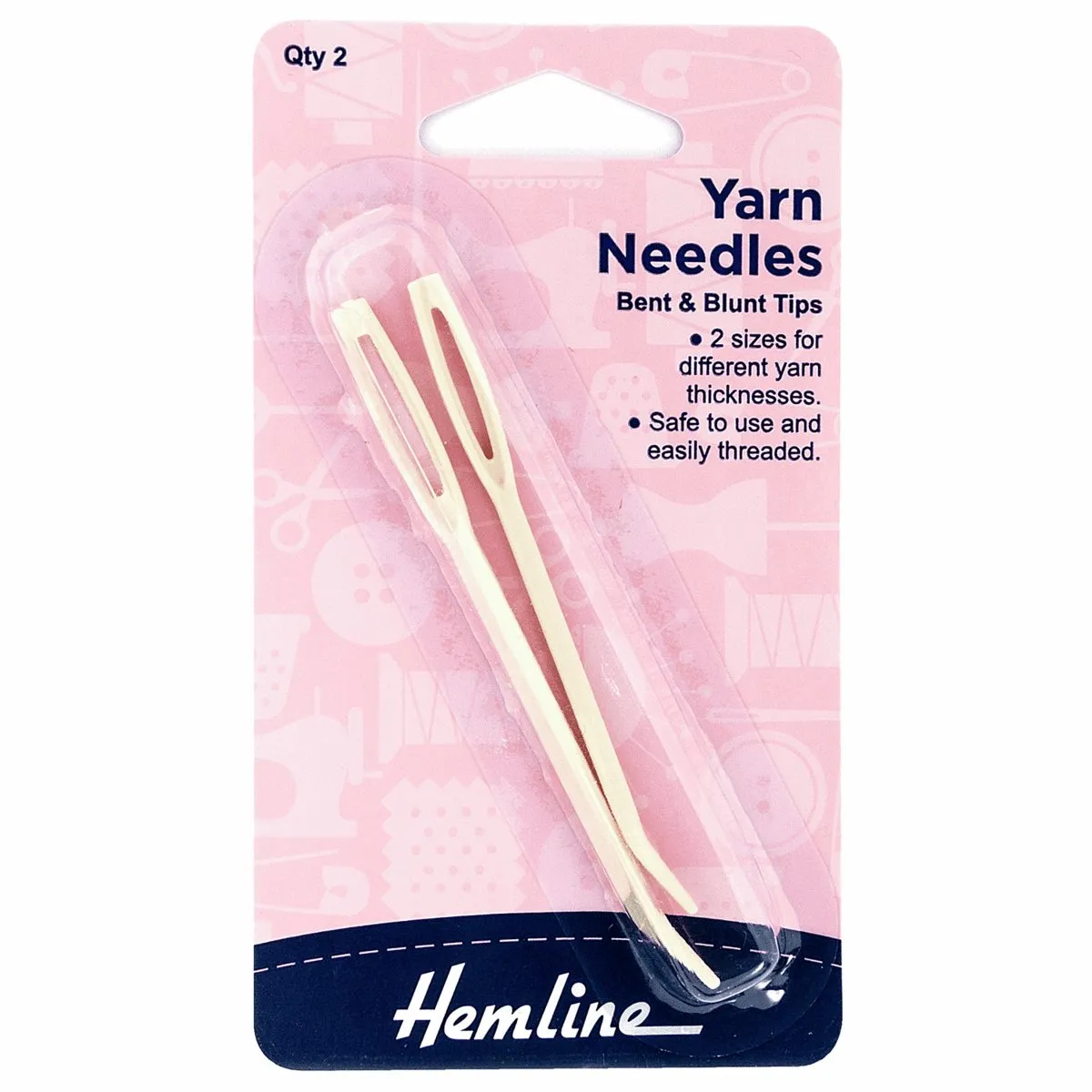 Hemline Hand Sewing Needles: Yarn: Bent: Plastic: Pack of 2