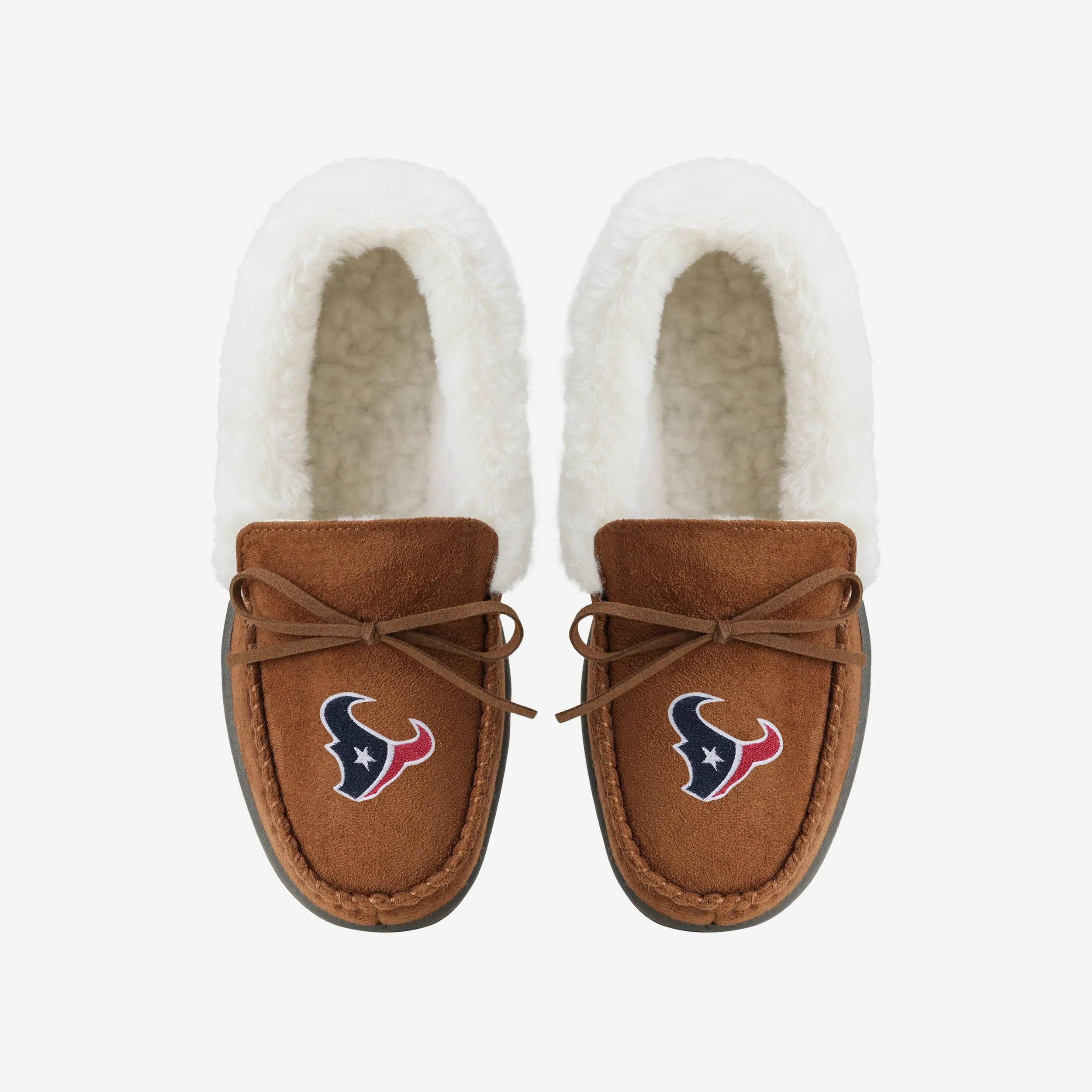 Houston Texans Womens Tan Moccasin Slipper