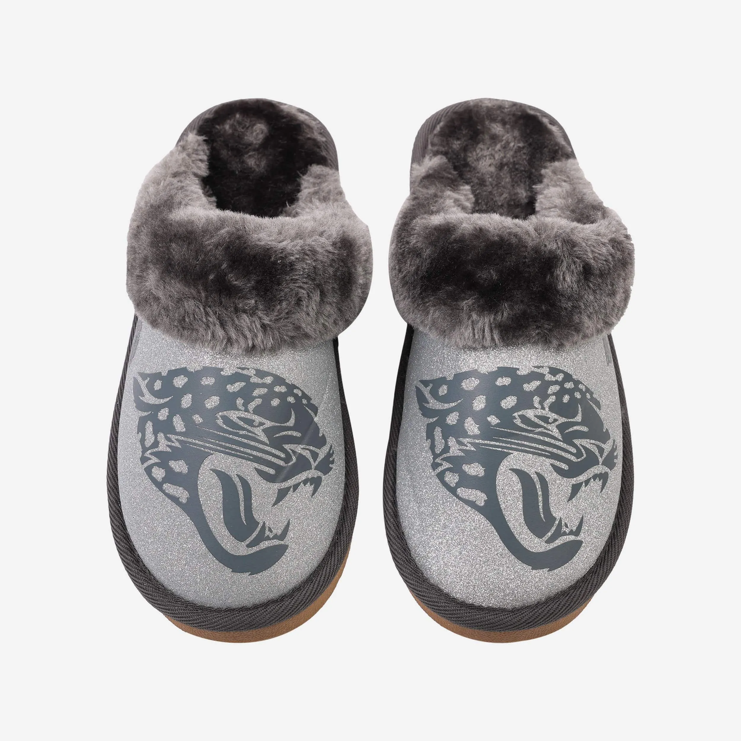Jacksonville Jaguars Womens Glitter Open Back Fur Moccasin Slipper