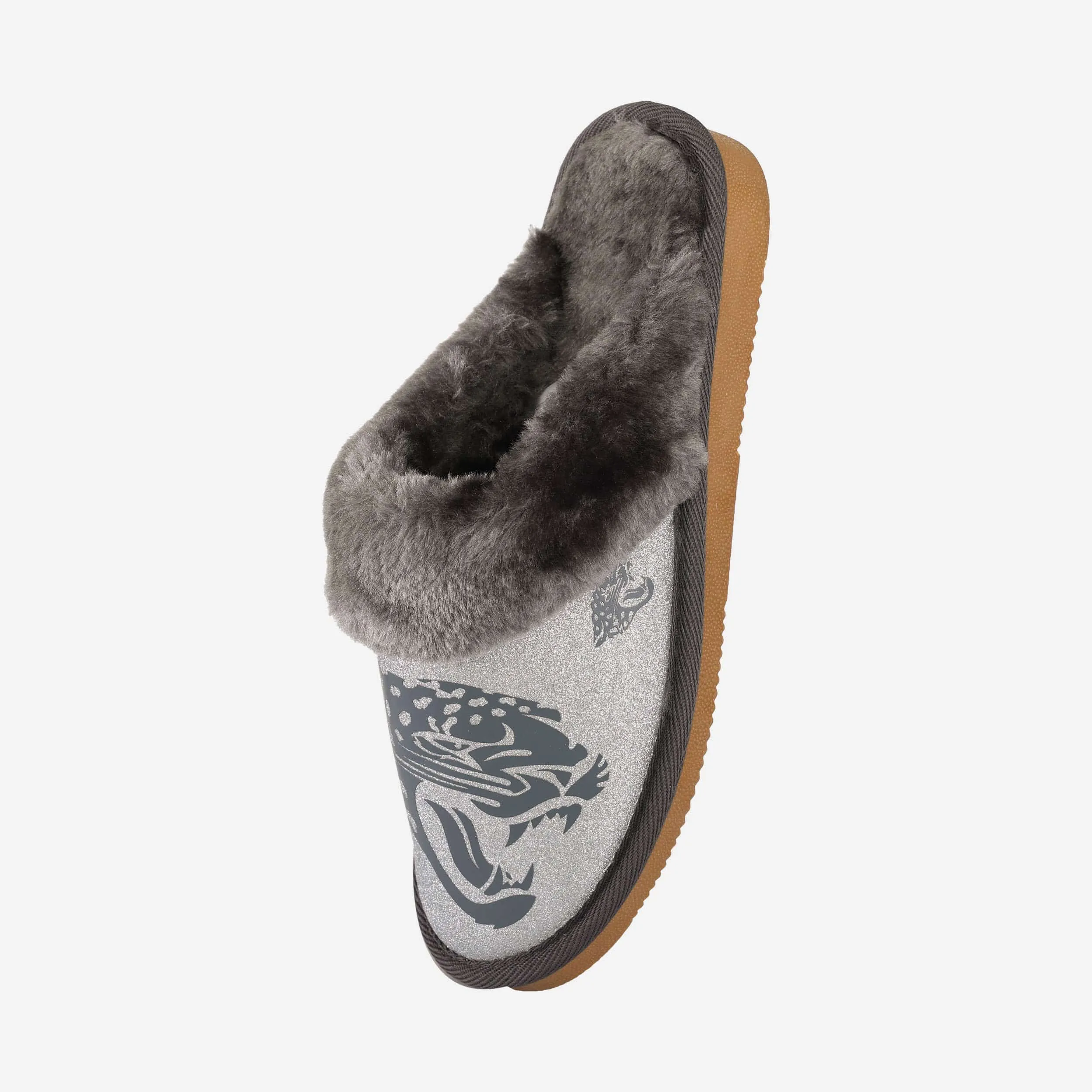 Jacksonville Jaguars Womens Glitter Open Back Fur Moccasin Slipper