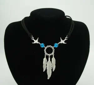Jewelry Kit Choker with Silver Feathers and Birds