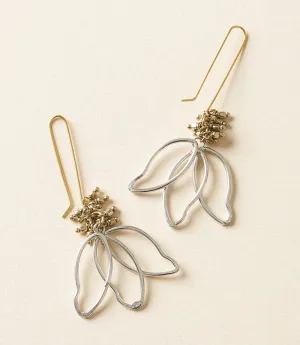 Kairavini Lotus Petal Drop Earrings - Silver, Gold by Matr Boomie