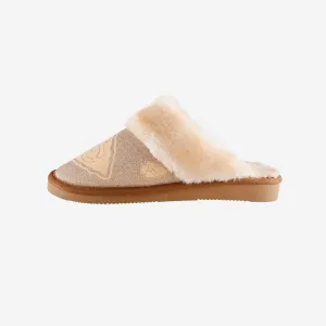 Kansas City Chiefs Womens Glitter Open Back Fur Moccasin Slipper