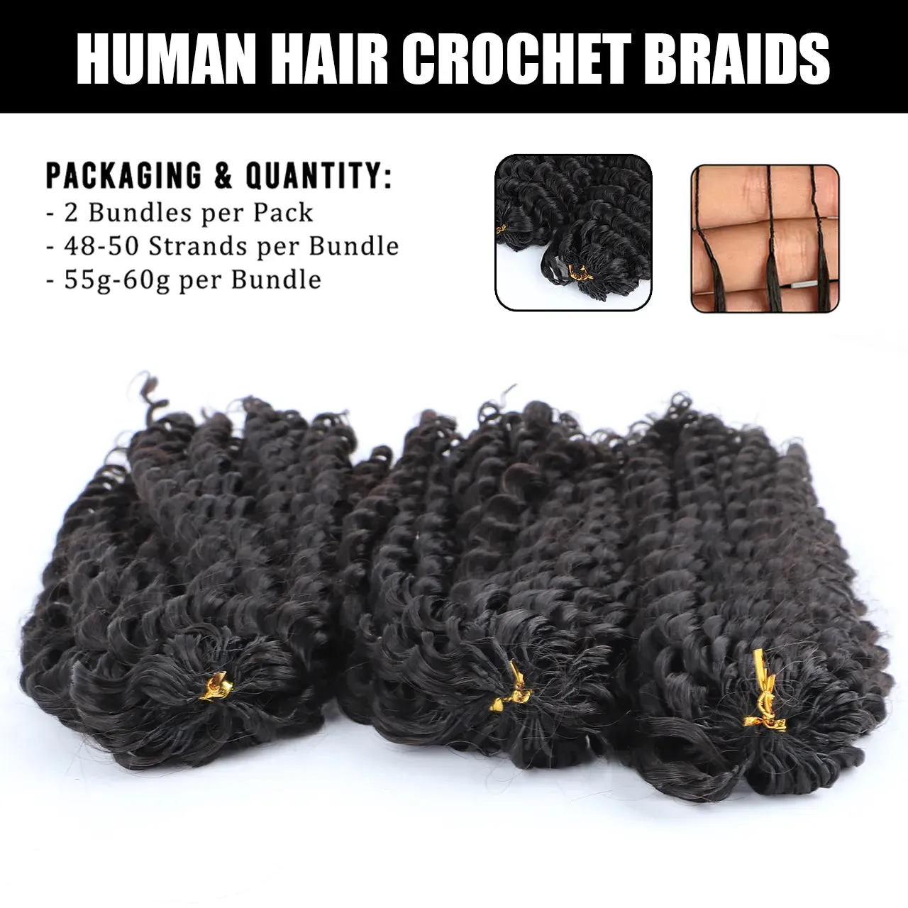 Knotless Pre-Separated Feather Crochet Hair Extension Water Wave Human Hair