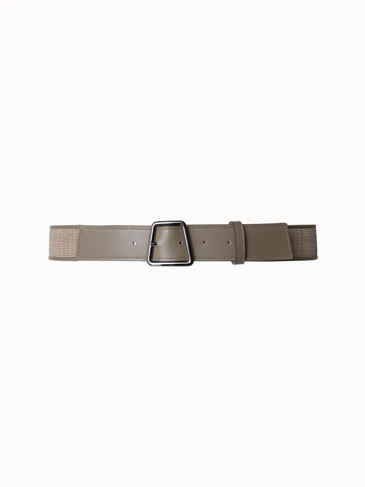 Leather and Horsehair Trapezoid Buckle Belt