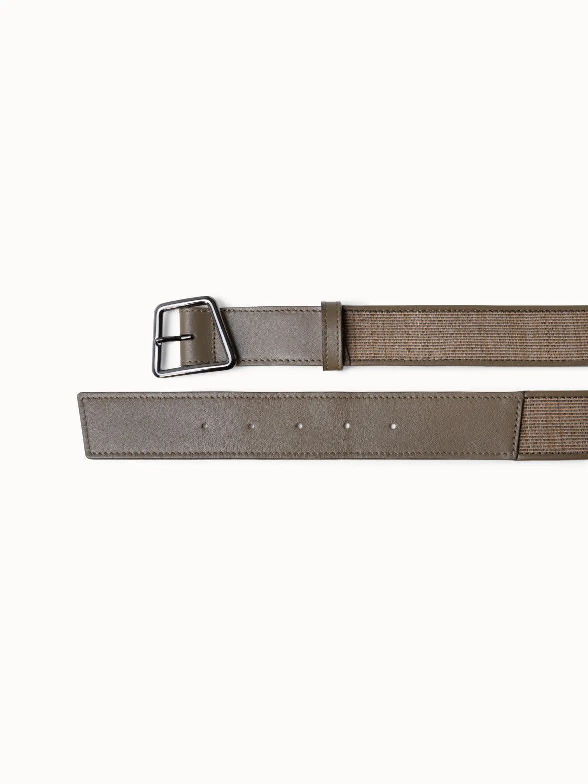 Leather and Horsehair Trapezoid Buckle Belt