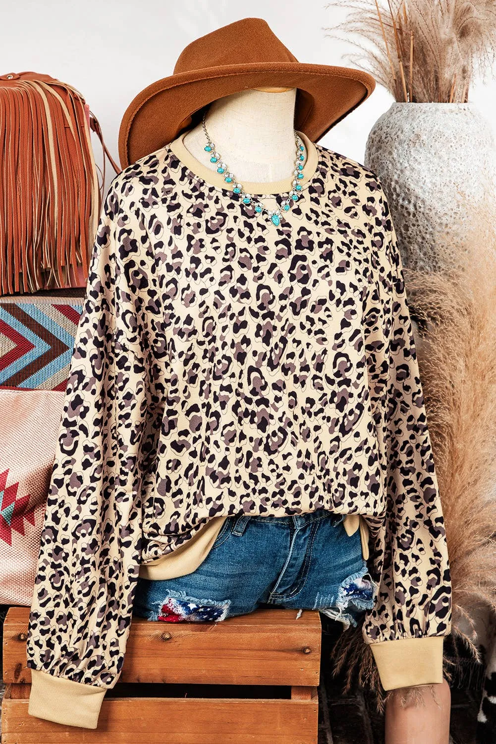 Leopard Crew Neck Sweatshirt