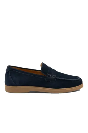 Loake Lucca Navy Suede Loafer Navy
