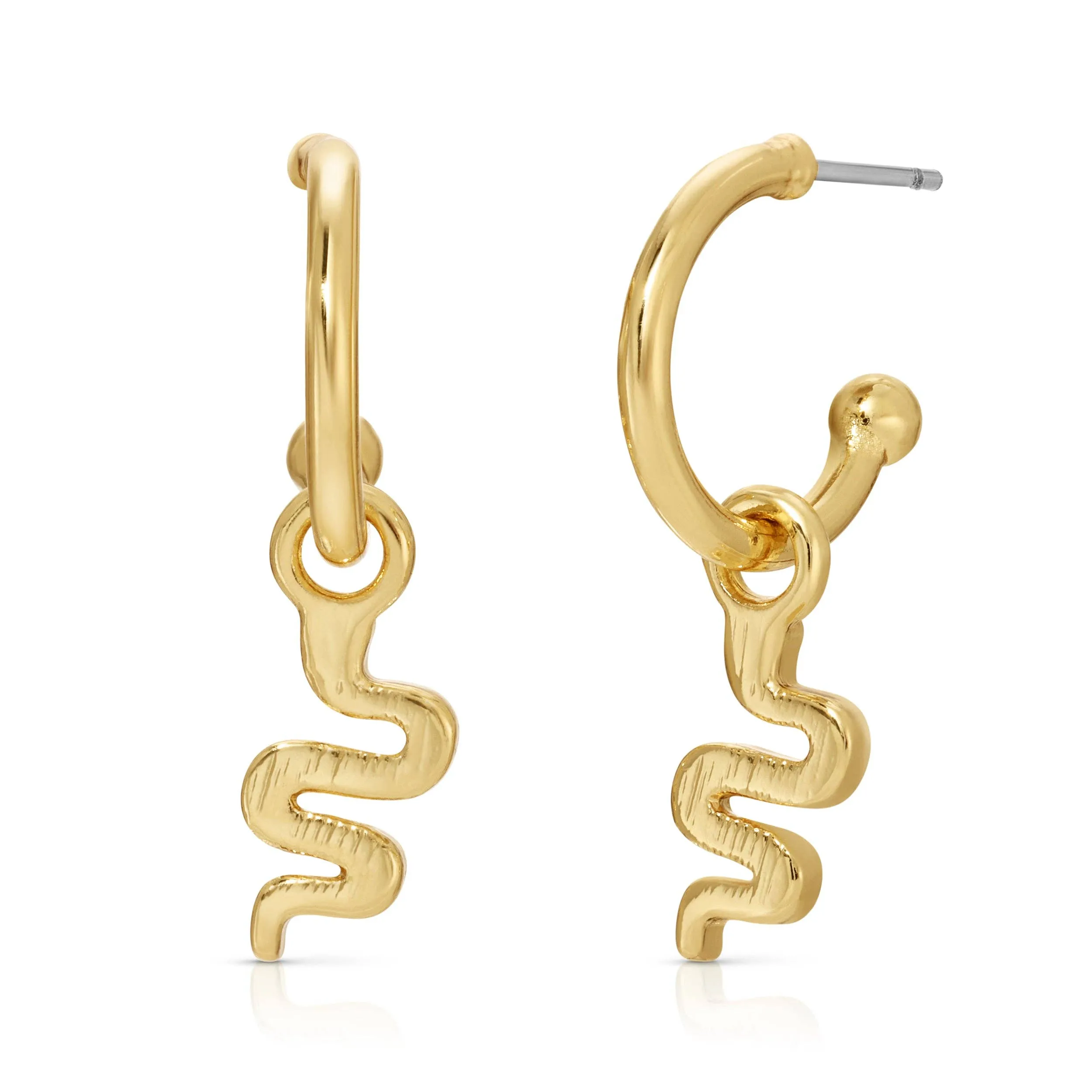 Lucky Feather Hoop Earrings - Snake Charm