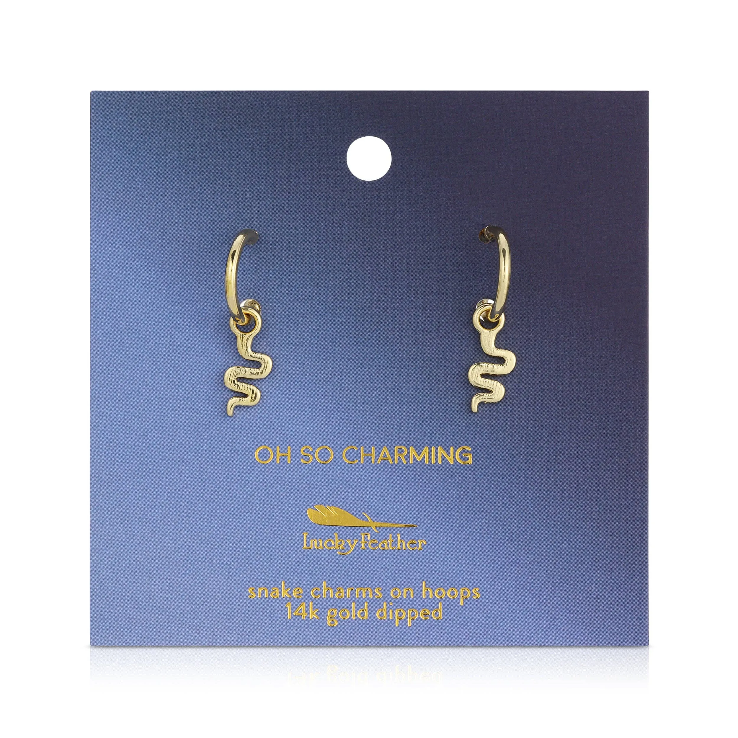 Lucky Feather Hoop Earrings - Snake Charm