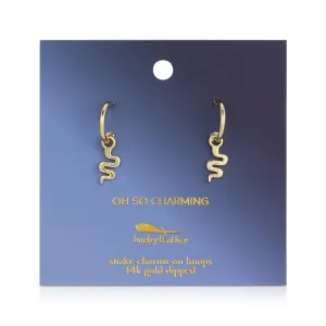 Lucky Feather Hoop Earrings - Snake Charm