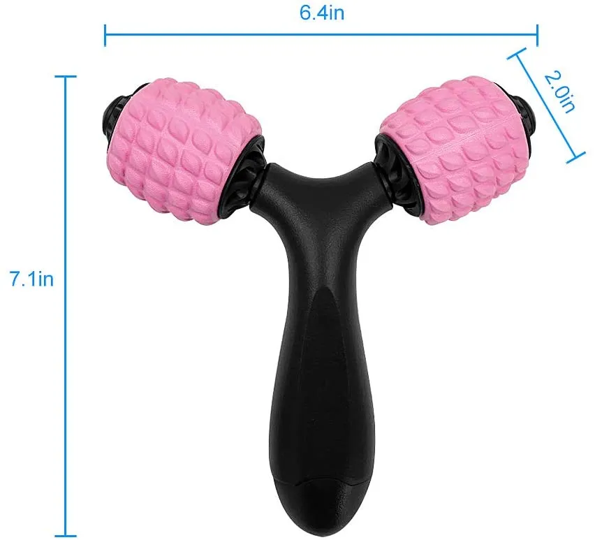 Luwint Y Shaped Manual Foam Roller Massage Stick for Neck Calf Arm Leg Muscles Deep Tissue (Pink), Retails $50 