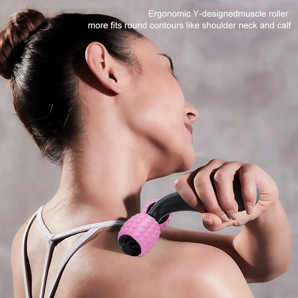 Luwint Y Shaped Manual Foam Roller Massage Stick for Neck Calf Arm Leg Muscles Deep Tissue (Pink), Retails $50 