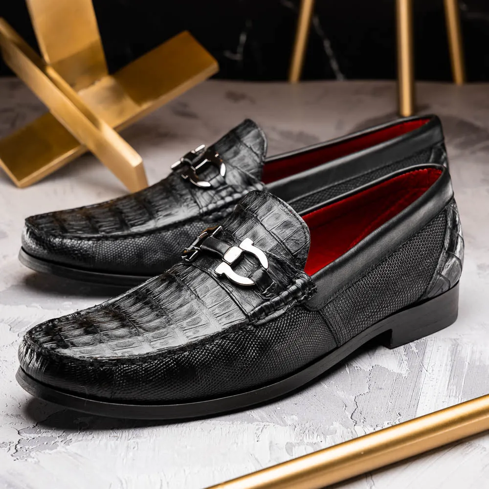 Marco Di Milano Adro in Black Caiman & Lizard Loafers