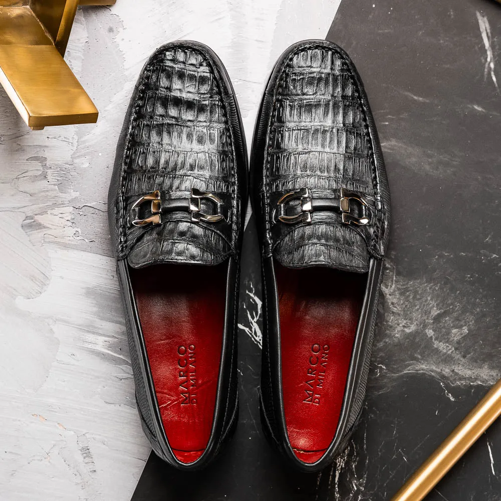 Marco Di Milano Adro in Black Caiman & Lizard Loafers