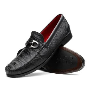 Marco Di Milano Adro in Black Caiman & Lizard Loafers