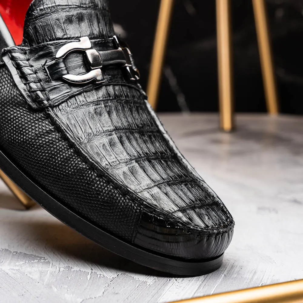 Marco Di Milano Adro in Black Caiman & Lizard Loafers